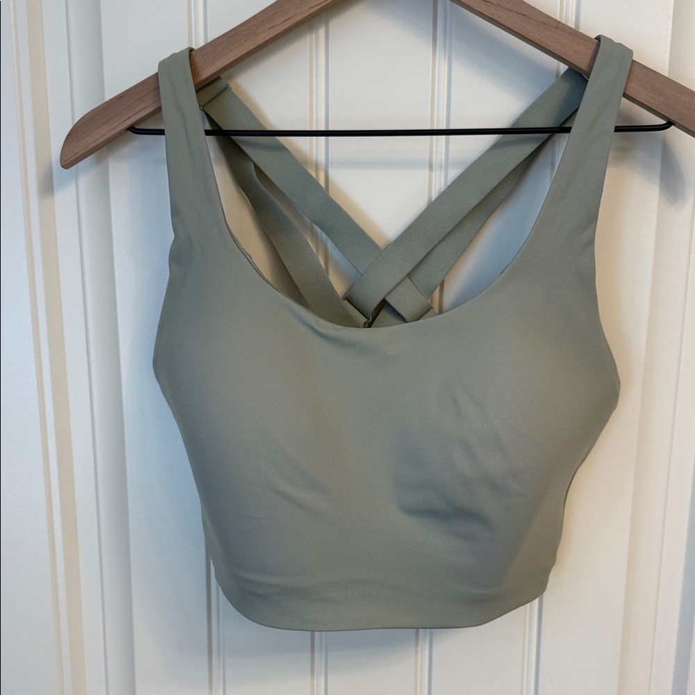 Cross-Back Sports Bra in Sage Green